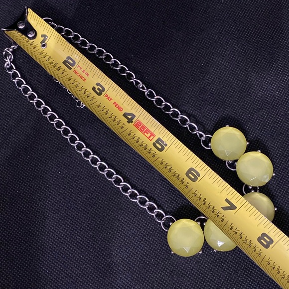 Vintage Acrylic yellow button beads with Silver tone necklace - Picture 4 of 4